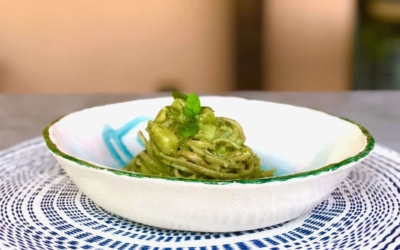 Linguine “Regina dei Sibillini” al pesto di basilico con patate e fagiolini